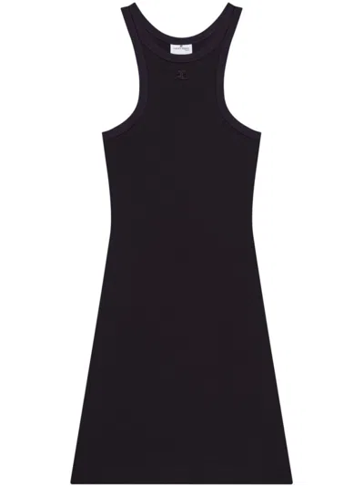 COURRÈGES WOMEN BLACK COTTON SCUBA DRESS, XS LUXURY DRESSES FOR WOMEN DARVEYS