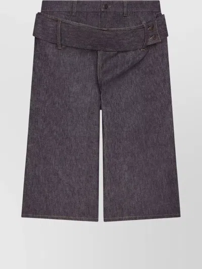 COURRÈGES BUTTONED KNEE-LENGTH SHORTS WITH REAR AND SIDE POCKETS