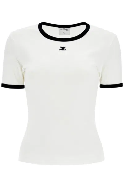 COURRÈGES COURREGÈS CONTRAST TRIM T-SHIRT
