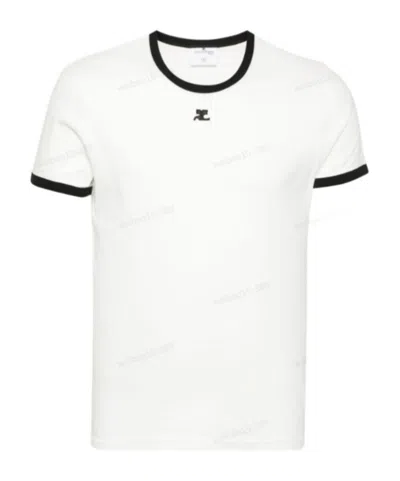 COURRÈGES COURRÈGES CONTRAST CREWNECK STRAIGHT HEM T-SHIRT