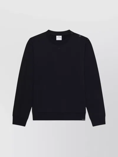COURRÈGES CREWNECK SWEATER WITH RIBBED CUFFS AND HEM