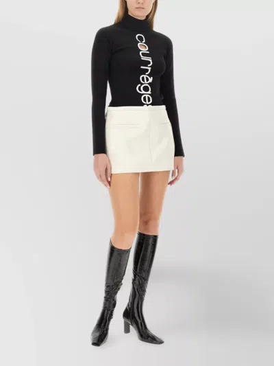 COURRÈGES FITTED LOGO TURTLENECK KEYHOLE KNITWEAR