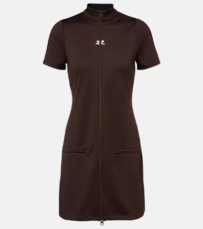 COURRÈGES COURRÈGES INTERLOCK JERSEY ZIP-UP MINIDRESS