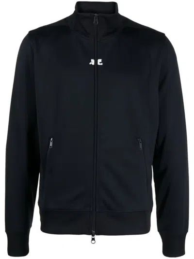 COURRÈGES LOGO-EMBROIDERED ZIPPED HOODIE