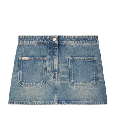 COURRÈGES COURRÈGES LOGO-EMBROIDERED DENIM MINI SKIRT