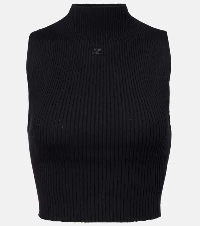 COURRÈGES RIBBED COTTON AND WOOL TANK TOP