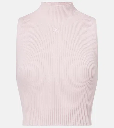 COURRÈGES RIBBED COTTON AND WOOL TANK TOP