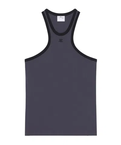 COURRÈGES COURRÈGES LOGO EMBROIDERED JERSEY TANK TOP
