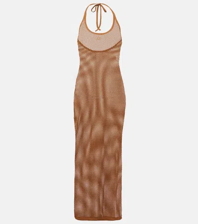 COURRÈGES SHEER COTTON MESH MIDI DRESS