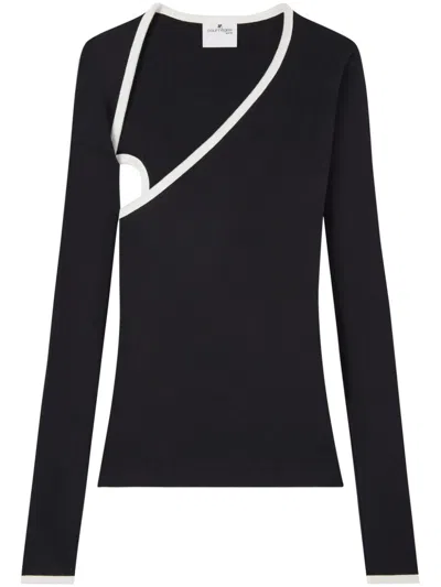 COURRÈGES SLASH CONTRAST-TRIM T-SHIRT