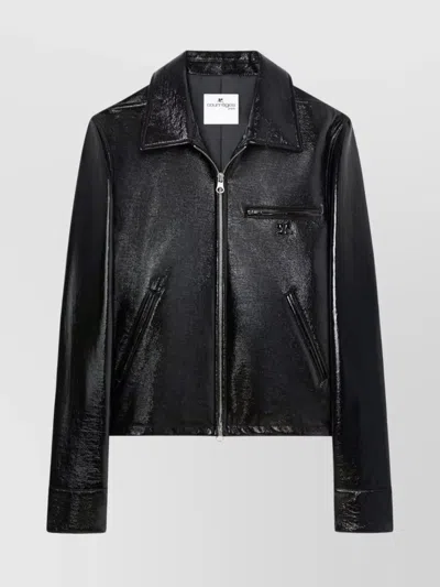 COURRÈGES TAILORED SHINY FINISH COLLARED JACKET