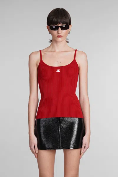 COURRÈGES TOPWEAR IN RED VISCOSE