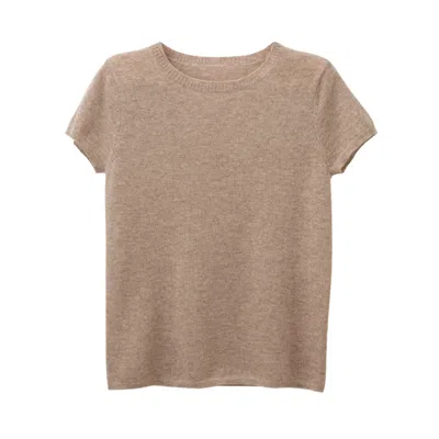 COVE WOMEN'S BROWN LILLIE FAWN CASHMERE TEE