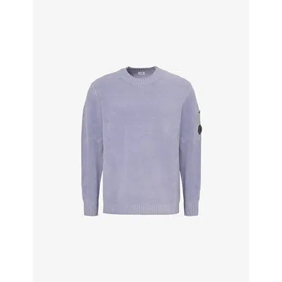 C.P. COMPANY MENS LAVANDER VIOLET CHENILLE CREWNECK COTTON JUMPER