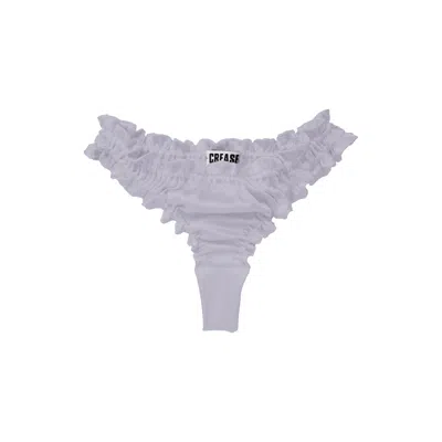 CREASE WOMEN'S SILVER SILK SCALLOPED THONG - LILAC