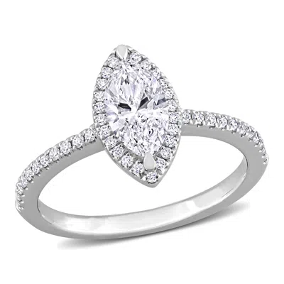 CREATED FOREVER 1 1/2CT TW MARQUISE LAB-GROWN DIAMOND HALO ENGAGEMENT RING IN 14K WHITE GOLD