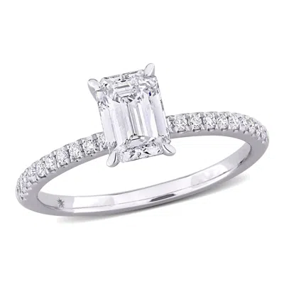 CREATED FOREVER 1 1/6CT TW EMERALD LAB-GROWN DIAMOND SOLITAIRE ENGAGEMENT RING IN 14K WHITE GOLD