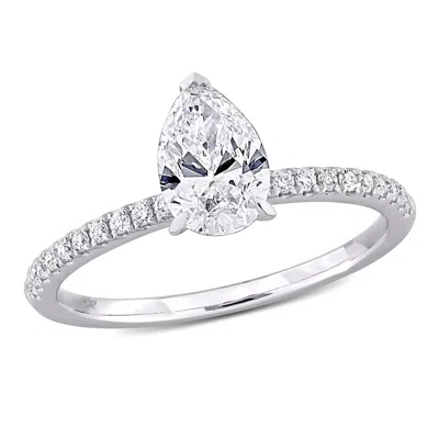 CREATED FOREVER 1 1/6CT TW PEAR-SHAPE LAB-GROWN DIAMOND ENGAGEMENT RING IN 14K WHITE GOLD
