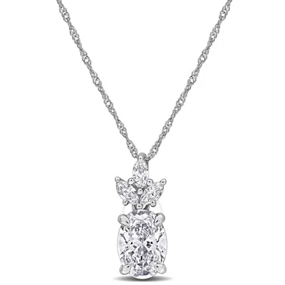 CREATED FOREVER CREATED FOREVER 1 2/5CT TW OVAL AND MARQUISE-CUT CUT LAB-GROWN DIAMOND PENDANT WITH CHAIN IN 14K WHI