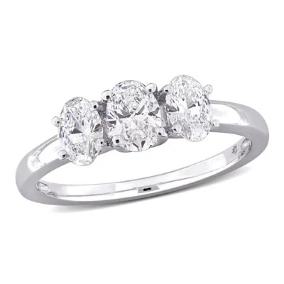 CREATED FOREVER 1CT TW OVAL LAB-GROWN DIAMOND 3-STONE ENGAGEMENT RING IN 14K WHITE GOLD