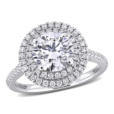 CREATED FOREVER 2 1/2CT TW LAB-GROWN DIAMOND DOUBLE HALO ENGAGEMENT RING IN 14K WHITE GOLD