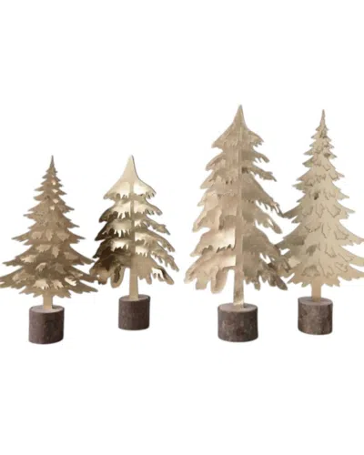 CREATIVE CO-OP FAUX LEATHER AND WOOD TREE ON BASE S/2 IN GOLD