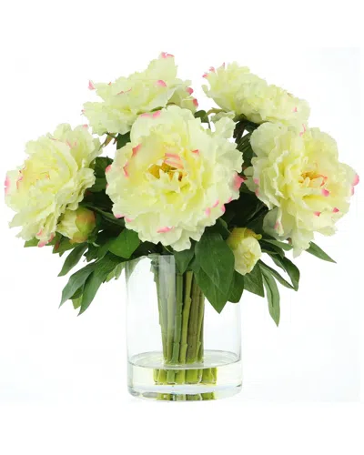 CREATIVE DISPLAYS CREATIVE DISPLAYS WHITE WITH PINK PEONY ARRANGEMENT IN CLEAR GLASS VASE