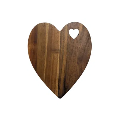 CREATIVE GIFTS INTERNATIONAL HEART SHAPED ACACIA WOOD BOARD IN BROWN