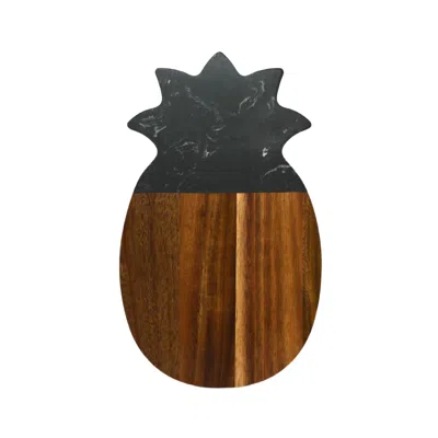 CREATIVE GIFTS INTERNATIONAL MARBLE AND ACACIA WOOD PINEAPPLE BOARD IN BLACK/NATURAL