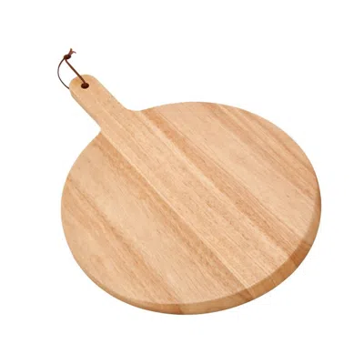 CREATIVE GIFTS INTERNATIONAL RUBBERWOOD PIZZA BOARD WITH HANDLE IN NATURAL