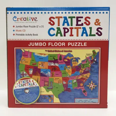 CREATIVE TEACHING MATERIALS STATES & CAPITALS JUMBO FLOOR PUZZLE WITH CD