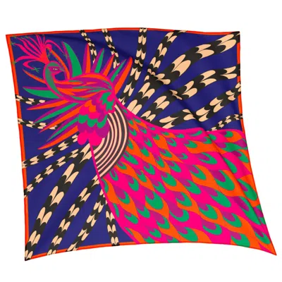 CREATURE MARSEILLE WOMEN'S BLUE L'ENCHANTEUR - MULITCOLORE - THE SCARF IN SILK AND COTTON / DESIGN IN FRANCE - MADE IN 