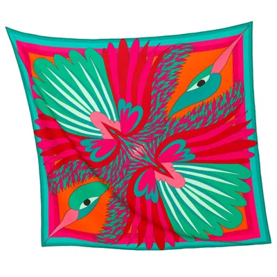 CREATURE MARSEILLE WOMEN'S PINK / GREEN CARNAVAL - EMERALD - THE SCARF IN SILK AND COTTON / DESIGN IN FRANCE - MADE IN 
