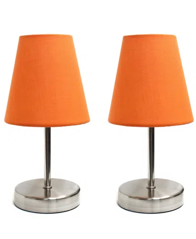CREEKWOOD HOME 10.5" METAL ICONIC DUO MINI SAND NICKEL TABLE LAMP SET