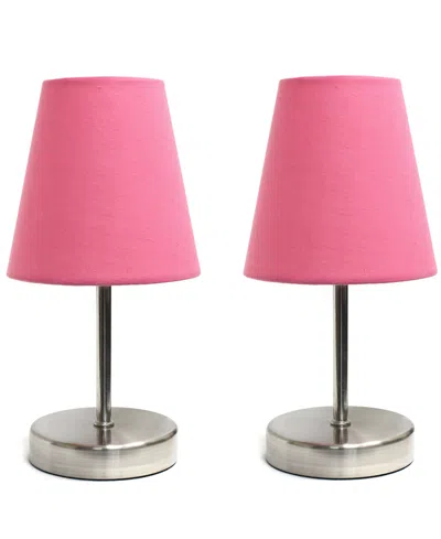 CREEKWOOD HOME 10.5" METAL ICONIC DUO MINI SAND NICKEL TABLE LAMP SET