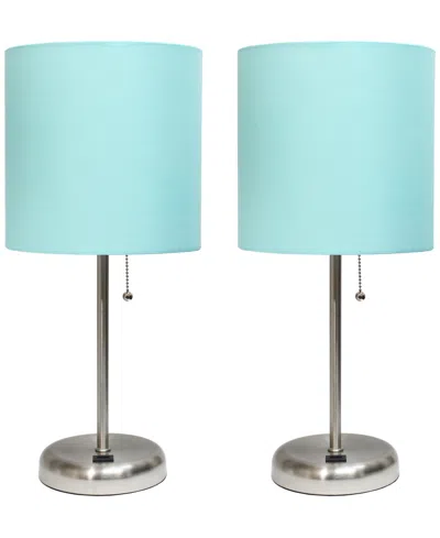 CREEKWOOD HOME 19.5" METAL OSLO CONTEMPORARY BEDSIDE DUO TABLE LAMP SET