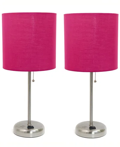 CREEKWOOD HOME 19.5" METAL OSLO CONTEMPORARY BEDSIDE DUO TABLE LAMP SET