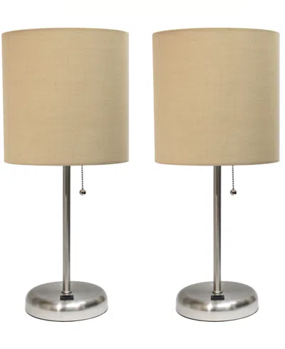 CREEKWOOD HOME 19.5" METAL OSLO CONTEMPORARY BEDSIDE DUO TABLE LAMP SET