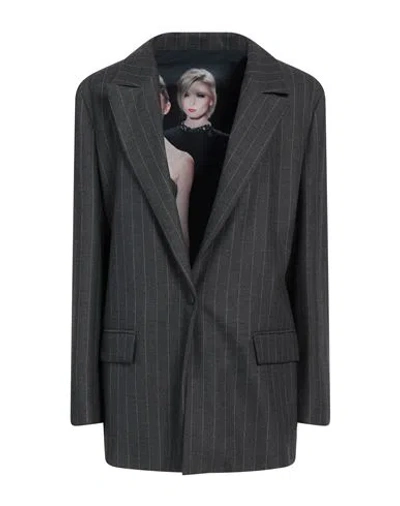 CRISTINAEFFE CRISTINAEFFE WOMAN BLAZER CHARCOAL SIZE 10 POLYESTER, VISCOSE, ELASTANE