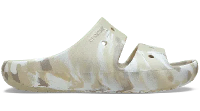 CROCS CLASSIC MARBLED SANDAL V2; BONE / MULTI, W9/M7