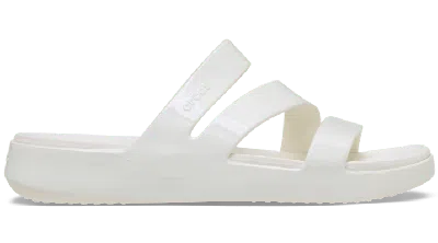 CROCS GETAWAY PATENT STRAPPY SLIDES FEMMES CHALK 34