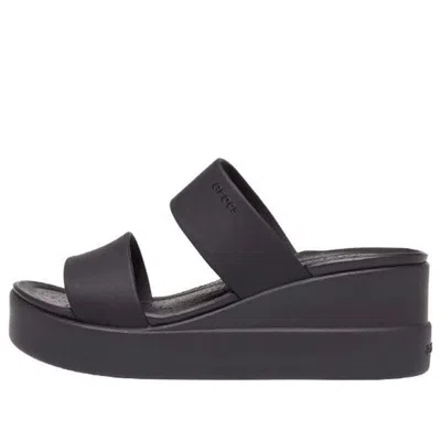 CROCS (WMNS) Crocs Brooklyn Double Strap Round Toe Mid Wedges Slides 'Black'