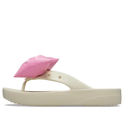 CROCS (WMNS) Crocs Classic Platform Bow Flip-Flops 'Beige Pink'