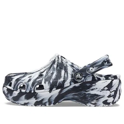 CROCS (WMNS) Crocs Classic Platform Marbled Clog 'Black White'