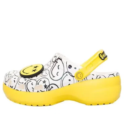 CROCS (WMNS) Crocs x Smiley World Charm Classic Platform Clogs 'Yellow White'