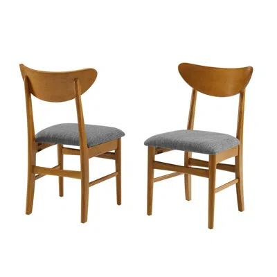 CROSLEY FURNITURE LANDON 2PC WOOD DINING CHAIRS W/UPHOLSTERED SEAT ACORN - 2 WOOD BACK CHAIRS