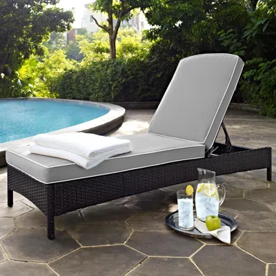 CROSLEY FURNITURE PALM HARBOR OUTDOOR WICKER CHAISE LOUNGE GRAY/BROWN