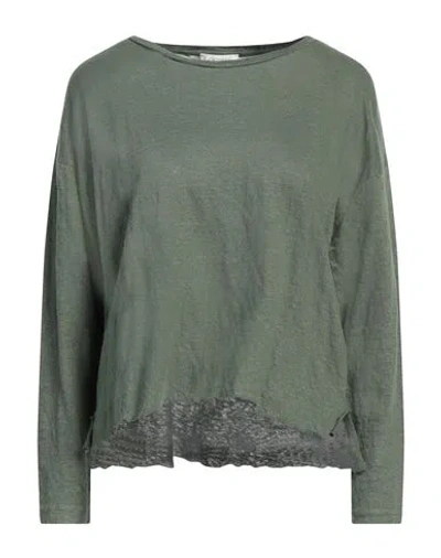 CROSSLEY CROSSLEY WOMAN T-SHIRT MILITARY GREEN SIZE L LINEN