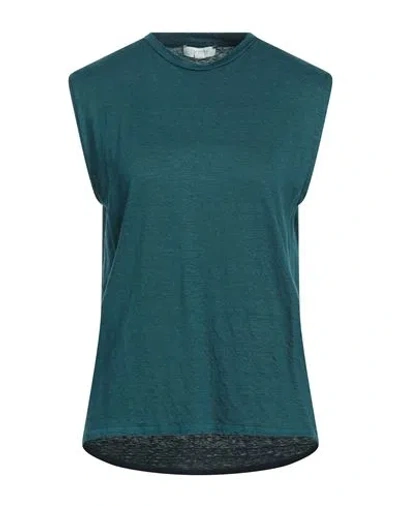 CROSSLEY CROSSLEY WOMAN TOP DEEP TEAL SIZE M LINEN, ELASTANE