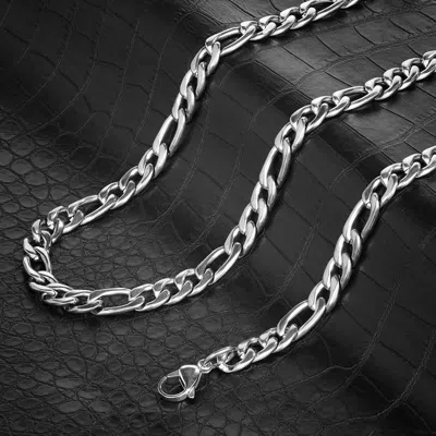 CRUCIBLE JEWELRY CRUCIBLE LOS ANGELES POLISHED STAINLESS STEEL 9MM WIDE FIGARO CHAIN - 18" TO 24" - 2 COLORS